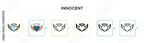 Innocent vector icon in 6 different modern styles. Black, two colored innocent icons designed in filled, outline, line and stroke style. Vector illustration can be used for web, mobile, ui