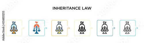 Inheritance law vector icon in 6 different modern styles. Black, two colored inheritance law icons designed in filled, outline, line and stroke style. Vector illustration can be used for web, mobile,