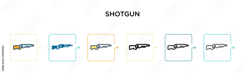 Shotgun vector icon in 6 different modern styles. Black, two colored shotgun icons designed in filled, outline, line and stroke style. Vector illustration can be used for web, mobile, ui Shotgun vector icon in 6 different modern styles. Black, two colored shotgun icons designed in filled, outline, line and stroke style. Vector illustration can be used for web, mobile, ui