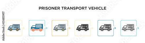 Prisoner transport vehicle vector icon in 6 different modern styles. Black, two colored prisoner transport vehicle icons designed in filled, outline, line and stroke style. Vector illustration can be