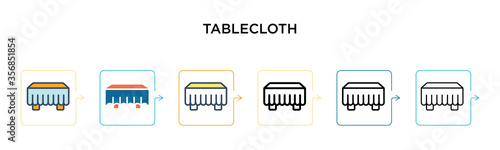 Tablecloth vector icon in 6 different modern styles. Black, two colored tablecloth icons designed in filled, outline, line and stroke style. Vector illustration can be used for web, mobile, ui