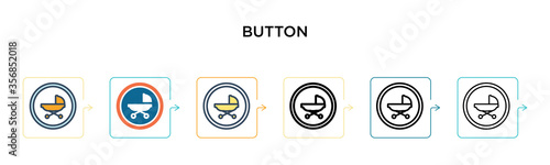 Button vector icon in 6 different modern styles. Black, two colored button icons designed in filled, outline, line and stroke style. Vector illustration can be used for web, mobile, ui