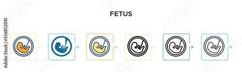 Fetus vector icon in 6 different modern styles. Black, two colored fetus icons designed in filled, outline, line and stroke style. Vector illustration can be used for web, mobile, ui