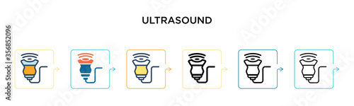 Ultrasound vector icon in 6 different modern styles. Black, two colored ultrasound icons designed in filled, outline, line and stroke style. Vector illustration can be used for web, mobile, ui