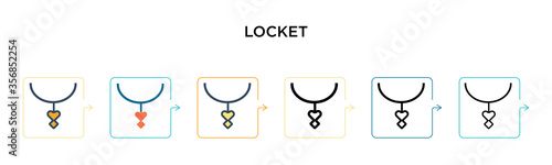 Locket vector icon in 6 different modern styles. Black, two colored locket icons designed in filled, outline, line and stroke style. Vector illustration can be used for web, mobile, ui