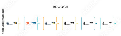 Brooch vector icon in 6 different modern styles. Black, two colored brooch icons designed in filled, outline, line and stroke style. Vector illustration can be used for web, mobile, ui
