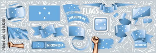 Vector set of the national flag of Federated States Micronesia