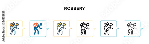 Robbery vector icon in 6 different modern styles. Black, two colored robbery icons designed in filled, outline, line and stroke style. Vector illustration can be used for web, mobile, ui