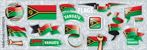 Vector set of the national flag of Vanuatu in various creative designs