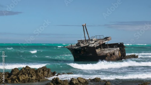 Beautiful Heandheld shot of Shipwreck At Cape Agulhas The Southernmost Point Of Africa