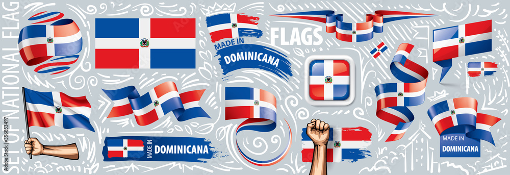 Vector set of the national flag of Dominicana in various creative designs Vector set of the national flag of Dominicana in various creative designs