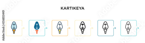 Kartikeya vector icon in 6 different modern styles. Black, two colored kartikeya icons designed in filled, outline, line and stroke style. Vector illustration can be used for web, mobile, ui