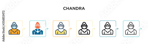 Chandra vector icon in 6 different modern styles. Black, two colored chandra icons designed in filled, outline, line and stroke style. Vector illustration can be used for web, mobile, ui