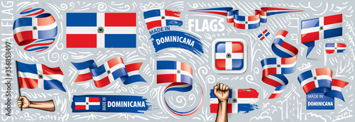 Vector set of the national flag of Dominicana in various creative designs