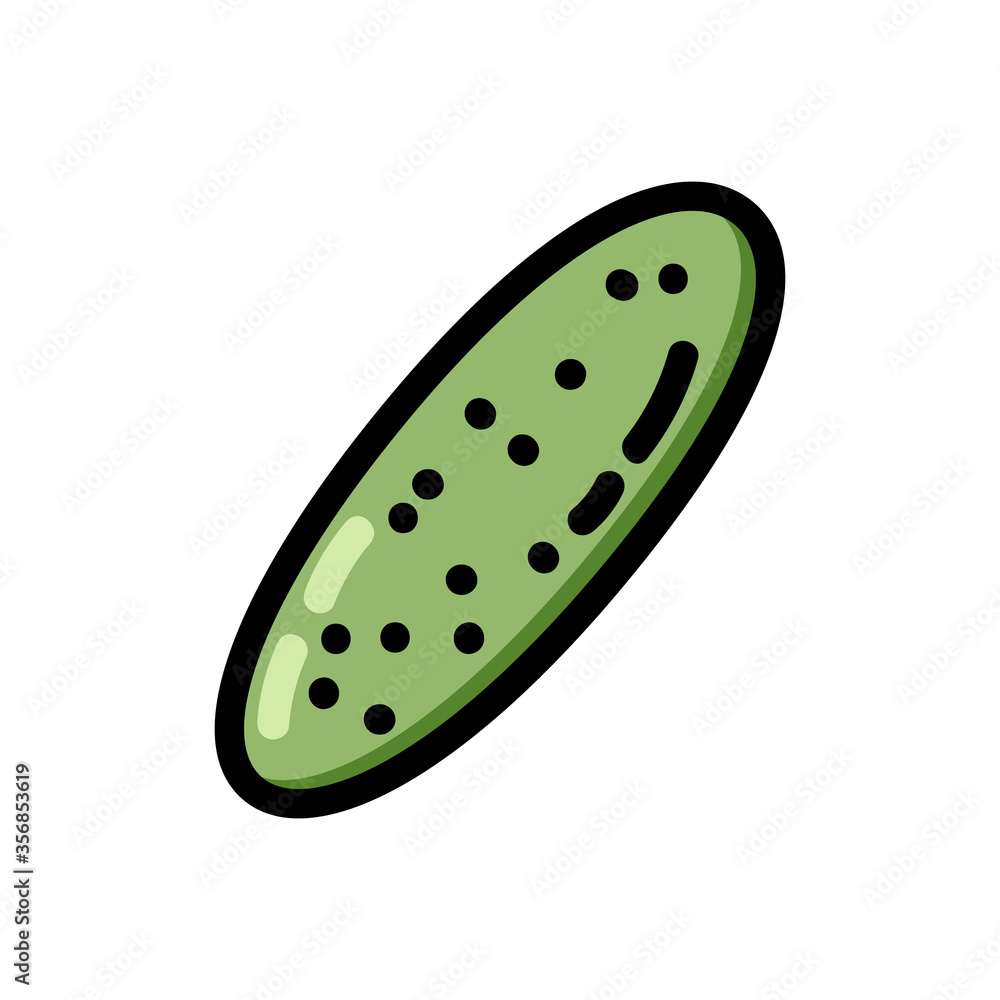 Cucumber flat outlined icon. Vector vegetable logo isolated on white background. Vegan food symbol, media glyph for web Cucumber flat outlined icon. Vector vegetable logo isolated on white background. Vegan food symbol, media glyph for web