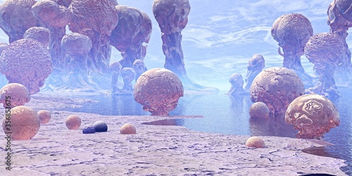 Alien landscape for wallpaper design and advertising.