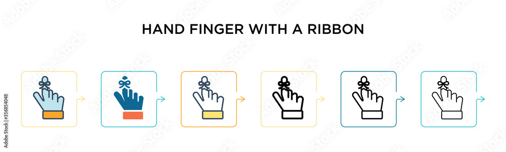 Hand finger with a ribbon vector icon in 6 different modern styles. Black, two colored hand finger with a ribbon icons designed in filled, outline, line and stroke style. Vector illustration can be Hand finger with a ribbon vector icon in 6 different modern styles. Black, two colored hand finger with a ribbon icons designed in filled, outline, line and stroke style. Vector illustration can be