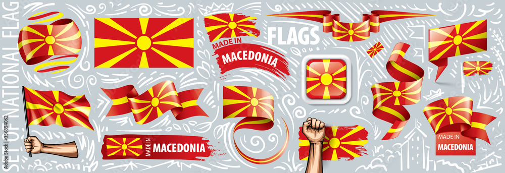 Vector set of the national flag of Macedonia in various creative designs Vector set of the national flag of Macedonia in various creative designs