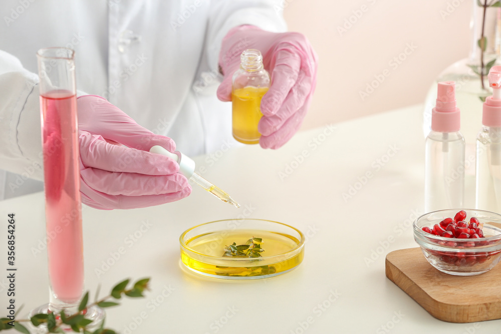 Beautician preparing natural cosmetic, closeup Beautician preparing natural cosmetic, closeup