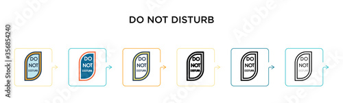 Do not disturb vector icon in 6 different modern styles. Black, two colored do not disturb icons designed in filled, outline, line and stroke style. Vector illustration can be used for web, mobile, ui