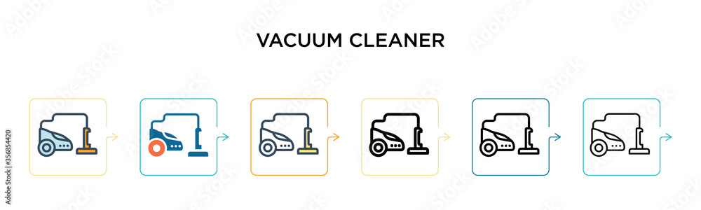 Vacuum cleaner vector icon in 6 different modern styles. Black, two colored vacuum cleaner icons designed in filled, outline, line and stroke style. Vector illustration can be used for web, mobile, ui Vacuum cleaner vector icon in 6 different modern styles. Black, two colored vacuum cleaner icons designed in filled, outline, line and stroke style. Vector illustration can be used for web, mobile, ui