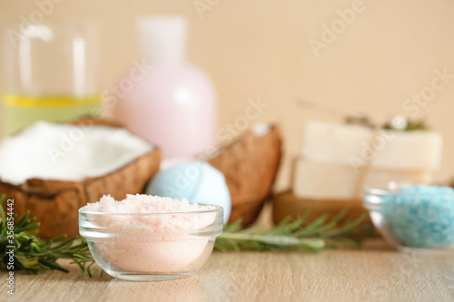 Natural ingredients for cosmetics on table