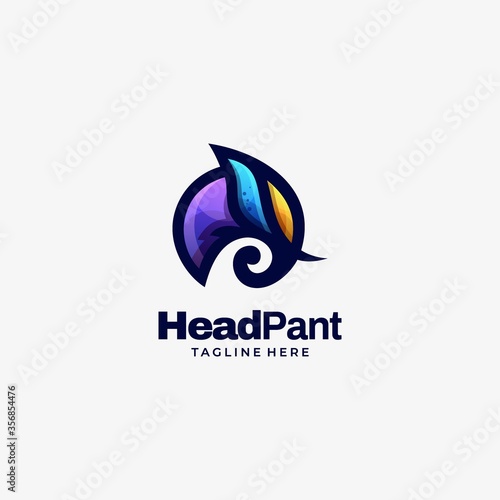 Vector Logo Illustration Head Elephant Gradient Colorful Style.