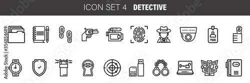 Detective icon set in thin line style. icon set. Vector illustration