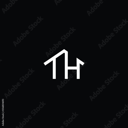 Logo design of TH HT in vector logo for construction, home, real estate, building, property. Minimal awesome trendy professional logo design template on black background.
