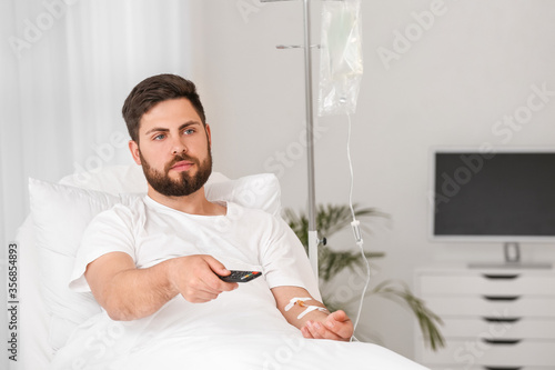 Young man in hospital room