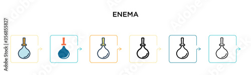 Enema vector icon in 6 different modern styles. Black, two colored enema icons designed in filled, outline, line and stroke style. Vector illustration can be used for web, mobile, ui