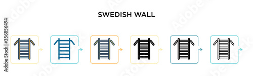 Swedish wall vector icon in 6 different modern styles. Black, two colored swedish wall icons designed in filled, outline, line and stroke style. Vector illustration can be used for web, mobile, ui