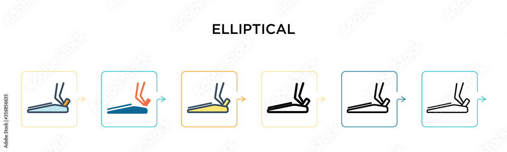 Elliptical vector icon in 6 different modern styles. Black, two colored elliptical icons designed in filled, outline, line and stroke style. Vector illustration can be used for web, mobile, ui Elliptical vector icon in 6 different modern styles. Black, two colored elliptical icons designed in filled, outline, line and stroke style. Vector illustration can be used for web, mobile, ui