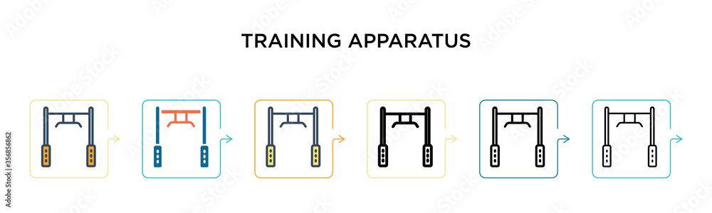 Training apparatus vector icon in 6 different modern styles. Black, two colored training apparatus icons designed in filled, outline, line and stroke style. Vector illustration can be used for web, Training apparatus vector icon in 6 different modern styles. Black, two colored training apparatus icons designed in filled, outline, line and stroke style. Vector illustration can be used for web,