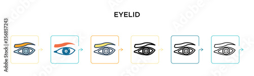 Eyelid vector icon in 6 different modern styles. Black, two colored eyelid icons designed in filled, outline, line and stroke style. Vector illustration can be used for web, mobile, ui
