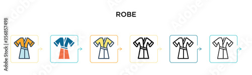 Robe vector icon in 6 different modern styles. Black, two colored robe icons designed in filled, outline, line and stroke style. Vector illustration can be used for web, mobile, ui