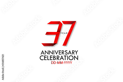 Free Download 37 years anniversary, Red Dark Contour color with Speedy Design minimalist logo vector illustration on white background - Vector - GFXLoad
