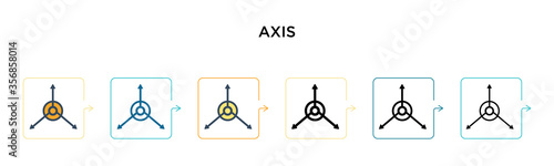 Axis vector icon in 6 different modern styles. Black, two colored axis icons designed in filled, outline, line and stroke style. Vector illustration can be used for web, mobile, ui