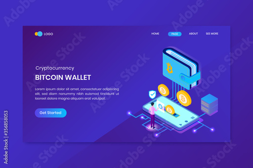 Blockchain Technology Isometric Landing