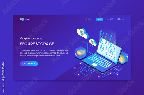 Blockchain Technology Isometric Landing