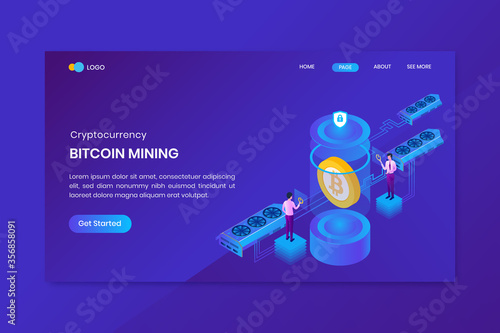 Blockchain Technology Isometric Landing