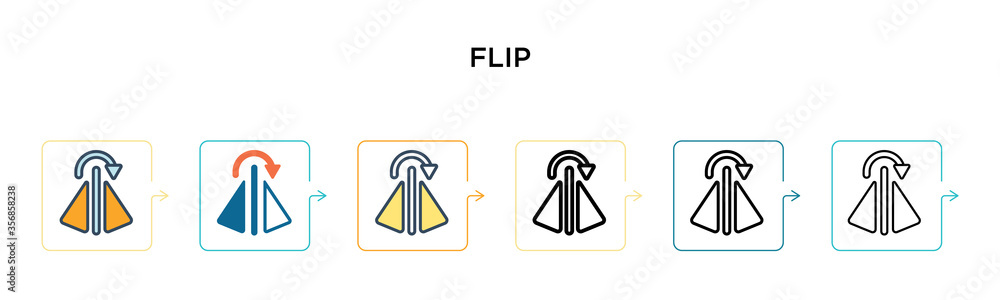 Flip vector icon in 6 different modern styles. Black, two colored flip icons designed in filled, outline, line and stroke style. Vector illustration can be used for web, mobile, ui Flip vector icon in 6 different modern styles. Black, two colored flip icons designed in filled, outline, line and stroke style. Vector illustration can be used for web, mobile, ui