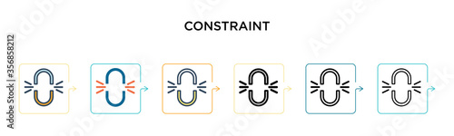 Constraint vector icon in 6 different modern styles. Black, two colored constraint icons designed in filled, outline, line and stroke style. Vector illustration can be used for web, mobile, ui