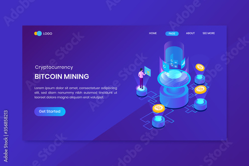 Blockchain Technology Isometric Landing