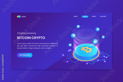 Blockchain Technology Isometric Landing