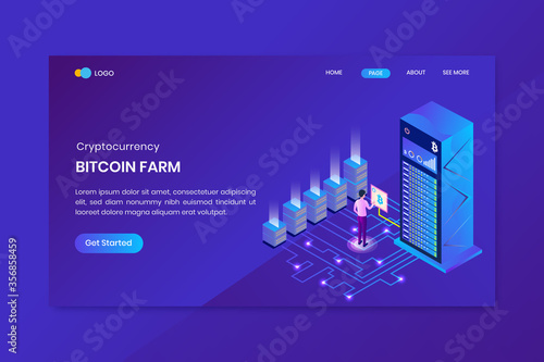 Blockchain Technology Isometric Landing