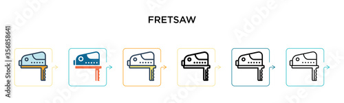 Fretsaw vector icon in 6 different modern styles. Black, two colored fretsaw icons designed in filled, outline, line and stroke style. Vector illustration can be used for web, mobile, ui