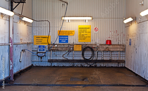 Umea, Norrland Sweden - June 3, 2020: self-cleaning hall for cars