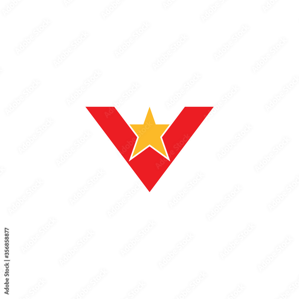 initial letter V logo and star design template initial letter V logo and star design template
