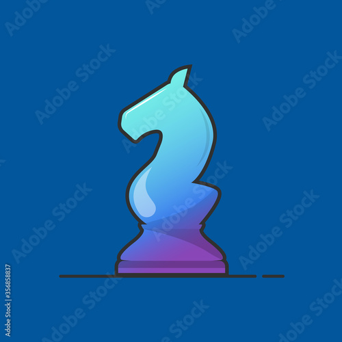chess knight's pawn flat logo illustration isolated on blue background